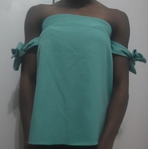 Mint Green Tie-Sleeve Off Shoulder Top